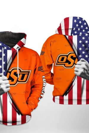 Oklahoma State Cowboys NCAA US Flag Hoodie Genxprint