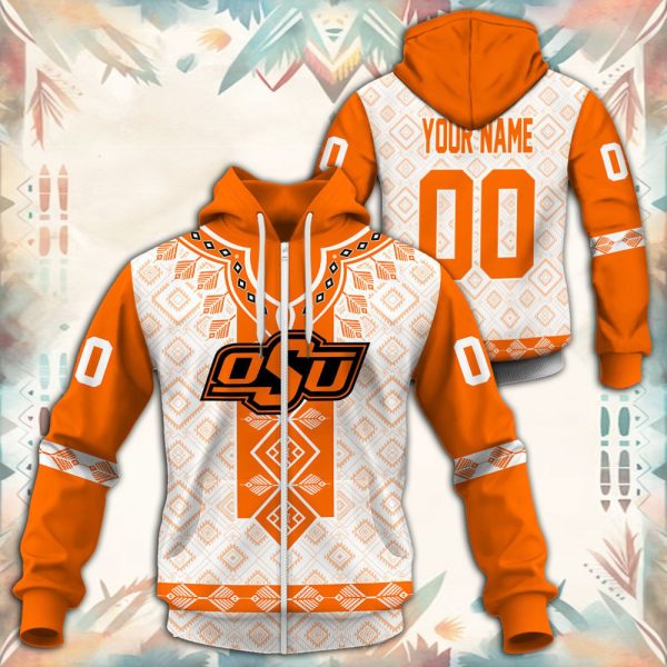 Oklahoma State Cowboys Native Tribal Custom Name And Number 3D printed Sweatshirt Hoodie Zipped Hoodie Genxprint