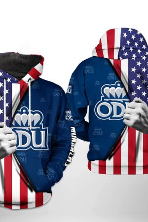 Old Dominion Monarchs NCAA US Flag Hoodie Zip Hoodie Genxprint