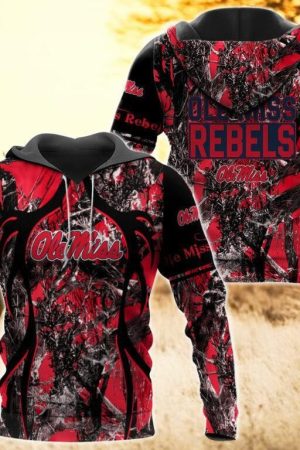 Ole Miss Rebels Camo Hunting 3D printed Sweatshirt Hoodie Zipped Hoodie Genxprint