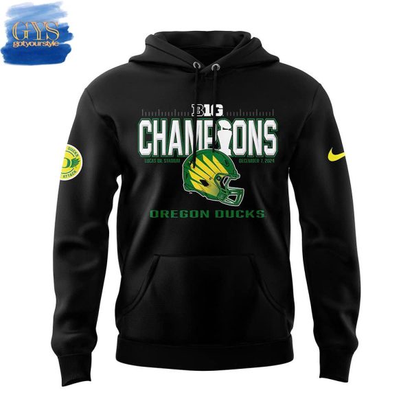 Oregon Ducks 2024 Big Ten Football Conference Champions Black Hoodie Genxprint - Image 2