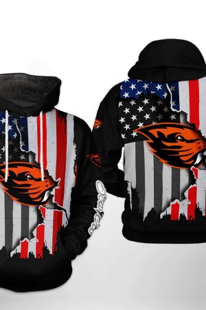 Oregon State Beavers NCAA US Flag Hoodie Genxprint