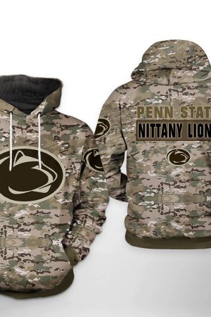 Penn State Nittany Lions NCAA Camo Veteran Hoodie Genxprint