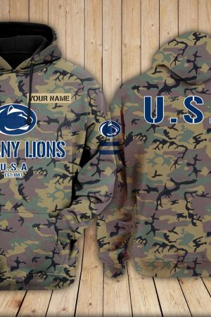 Penn State Nittany Lions NCAA Camouflage 3D Hoodie BL Genxprint