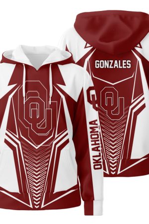 Personalized 3D All Over Print Hoodie Zip-Up Hoodie Oklahoma Sooners Genxprint