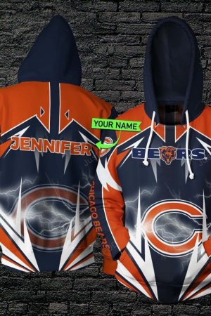 Personalized Chicago Bears Lightning Hoodie Genxprint