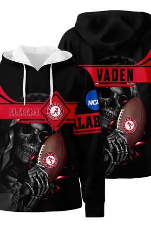 Personalized Custom Name Alabama Crimson Tide Skull 3D All Over Print Hoodie Zip-Up Hoodie Genxprint