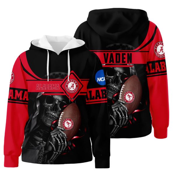 Personalized Custom Name Alabama Crimson Tide Skull 3D All Over Print Hoodie Zip-Up Hoodie Genxprint
