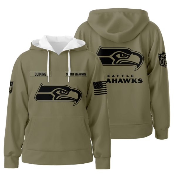 Personalized Custom Name Seattle Seahawks Army Unisex QUIMING 3D All Over Print Hoodie Zip-Up Hoodie Genxprint