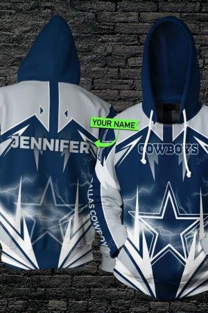 Personalized Dallas Cowboys Lightning Hoodie Genxprint