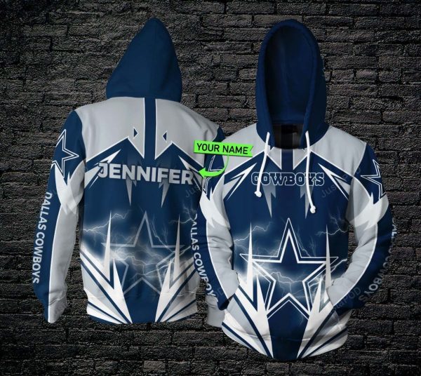 Personalized Dallas Cowboys Lightning Hoodie Genxprint