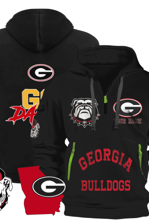 Personalized Georgia Bulldogs Quarter Zip Hoodie Genxprint