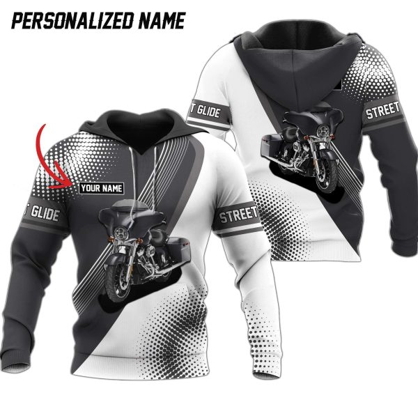 Personalized Name Street Glide Rider 3D printed Sweatshirt Hoodie Zipped Hoodie Genxprint