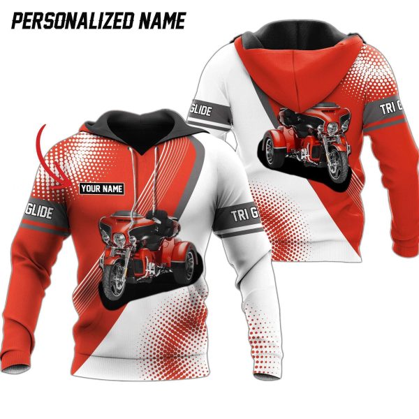 Personalized Name Tri Glide Rider Trike Motorcycle 3D printed Sweatshirt Hoodie Zipped Hoodie Genxprint