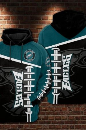Philadelphia Eagles Black V5 NFL Football Team Hoodie Genxprint