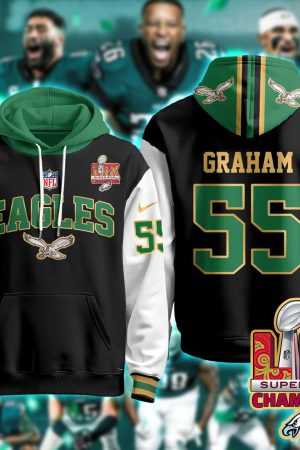 Philadelphia Eagles Graham 55 Super Bowl LIX Champions Gold Black Alternate Hoodie Genxprint