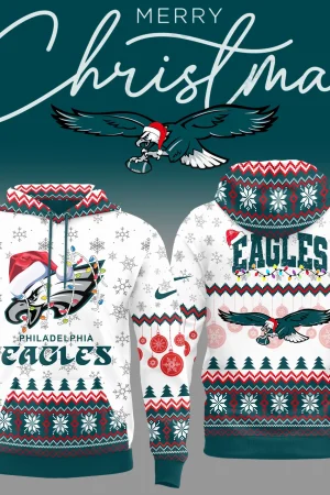 Philadelphia Eagles Merry Christmas NFL Football Team Midnight Green Hoodie Genxprint