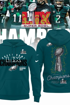 Philadelphia Eagles NFL Super Bowl LIX Champions Midnight Green Hoodie Genxprint