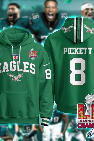 Philadelphia Eagles Pickett Super Bowl LIX Champions Green Hoodie Genxprint