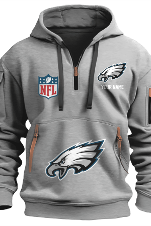 Philadelphia Eagles Premium NFL Quarter Zip Hoodie Genxprint