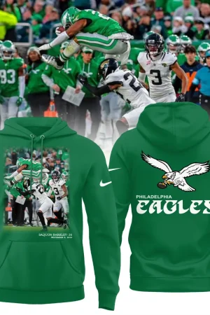 Philadelphia Eagles Saquon Barkley 26 NFL Football Team Green Hoodie Genxprint