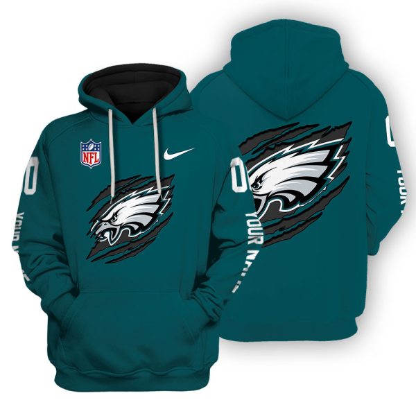 Philadelphia Eagles Scratch Logo NFL 3D Hoodie Genxprint
