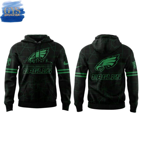 Philadelphia Eagles Skyline Black Hoodie Genxprint - Image 2