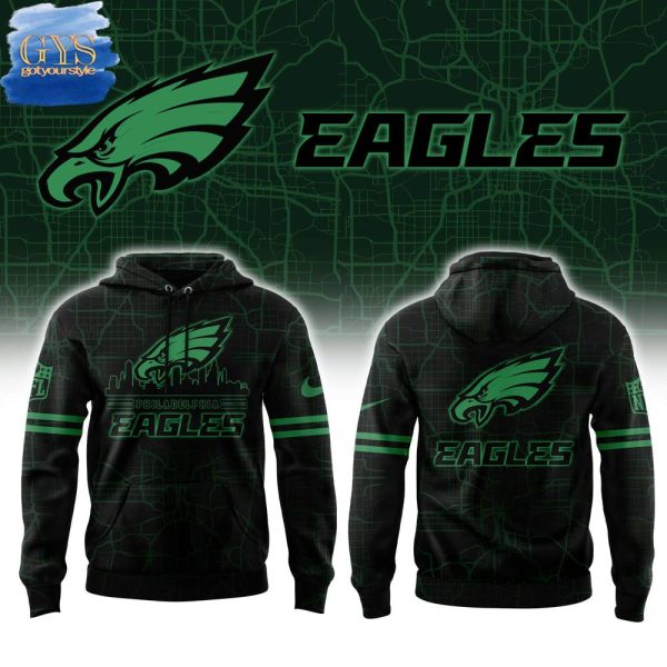 Philadelphia Eagles Skyline Black Hoodie Genxprint