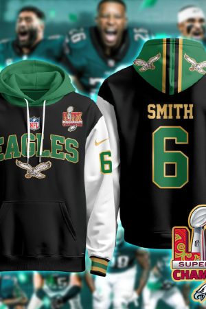 Philadelphia Eagles Smith 6 Super Bowl LIX Champions Gold Black Alternate Hoodie Genxprint
