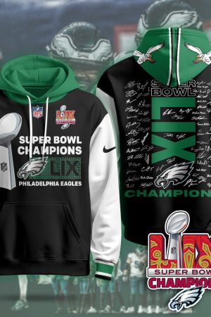 Philadelphia Eagles Super Bowl LIX Champions Black Alternate Hoodie Genxprint