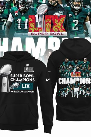 Philadelphia Eagles Super Bowl LIX Champions Edition Black Hoodie Genxprint