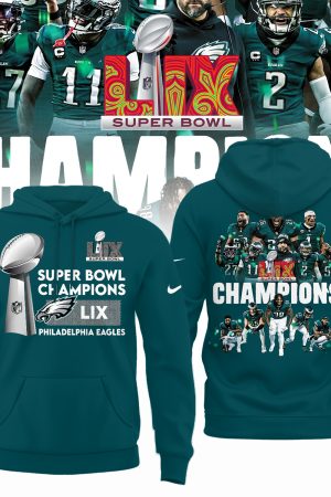 Philadelphia Eagles Super Bowl LIX Champions Midnight Green Hoodie Genxprint
