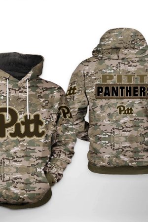 Pitt Panthers NCAA Camo Veteran Hoodie Genxprint