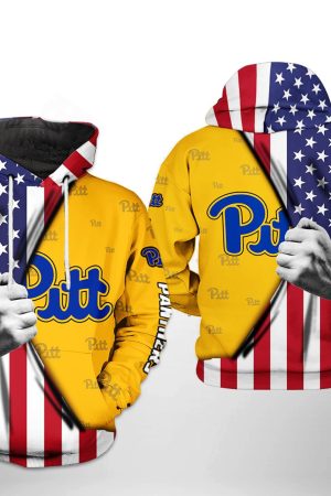 Pitt Panthers NCAA US Flag Hoodie Genxprint