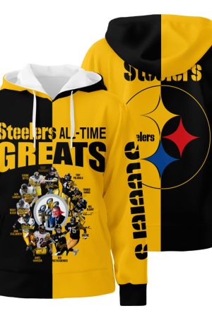 Pittsburgh Steelers All Time Greats Players Signatures 3D All Over Print Hoodie Zip-Up Hoodie Genxprint