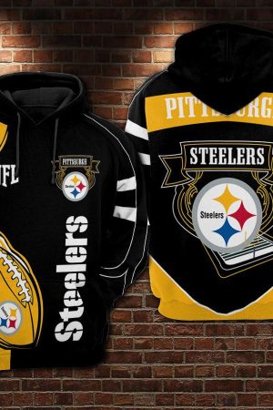 Pittsburgh Steelers Ball Fire V3 NFL Football Team Hoodie Genxprint