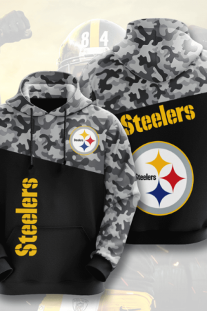 Pittsburgh Steelers Black Camo NFL Football Team Hoodie Genxprint