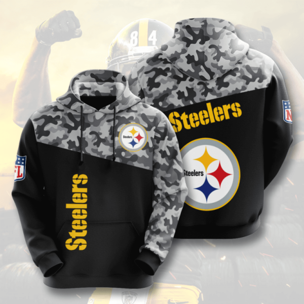 Pittsburgh Steelers Black Camo NFL Football Team Hoodie Genxprint