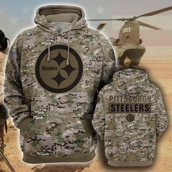 Pittsburgh Steelers Camo Hoodie Zip Hoodie Genxprint