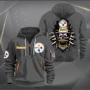 Pittsburgh Steelers Football Player Skull Quarter Zip Hoodie Genxprint