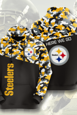 Pittsburgh Steelers Gold Camo NFL Football Team Hoodie Genxprint