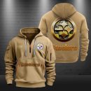 Pittsburgh Steelers Golden Logo NFL Quarter Zip Hoodie Genxprint
