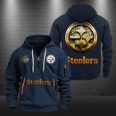 Pittsburgh Steelers Golden Logo NFL Quarter Zip Hoodie Genxprint