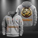 Pittsburgh Steelers Golden Logo NFL Quarter Zip Hoodie Genxprint