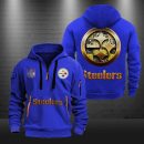 Pittsburgh Steelers Golden Logo NFL Quarter Zip Hoodie Genxprint