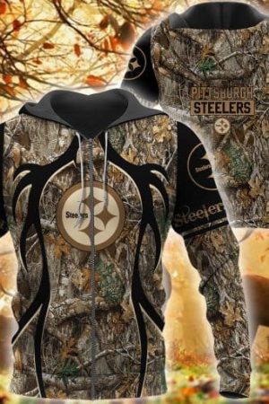 Pittsburgh Steelers Hunting Camo Football 3D printed Sweatshirt Hoodie Zipped Hoodie Genxprint
