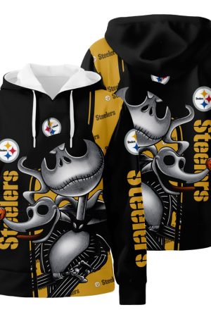 Pittsburgh Steelers Jack Skellington Halloween 3D All Over Print Hoodie Zip-Up Hoodie Genxprint