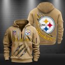 Pittsburgh Steelers Monster Scratch Logo NFL Quarter Zip Hoodie Genxprint