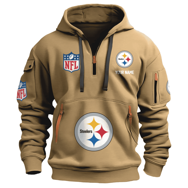Pittsburgh Steelers Premium NFL Quarter Zip Hoodie Genxprint - Image 3