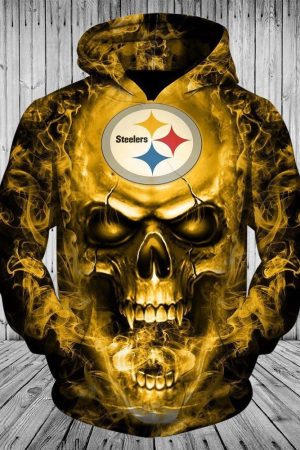 Pittsburgh Steelers Skull Hoodie NFL Football Team Hoodie Genxprint